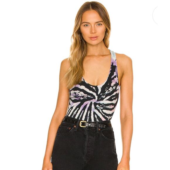 Lovers + Friends Gigi Ribbed Knit Thong Bodysuit in Reverse Tie Dye Size XXS - Picture 1 of 6